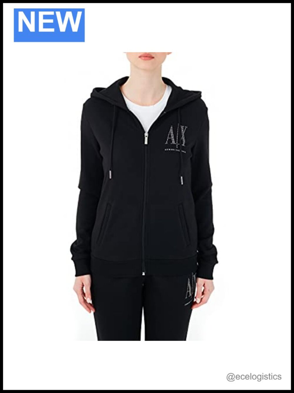 Studded Icon Zip Up Hooded Sweatshirt French Terry Cotton